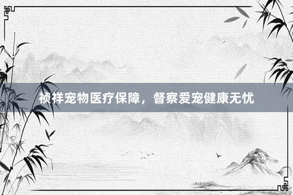 祯祥宠物医疗保障，督察爱宠健康无忧